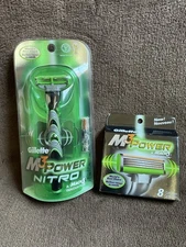 GILLETTE M3 POWER NITRO RAZOR - Brand New Sealed with 8 Pack of NOS Cartridges
