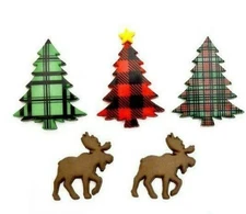 Dress It Up Buttons Christmas Cabin Moose & Trees Holiday Jesse James
