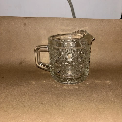 Vntg  1970’s  Federal Glass Clear Windsor Button And Cane 3-1/4" Creamer Pitcher