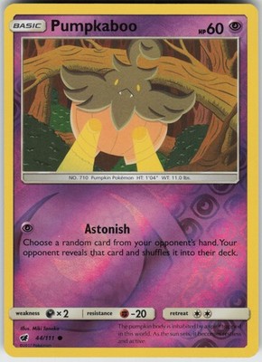 Reverse Holo Pumpkaboo 44/111 Common SM - Crimson Invasion Near Mint