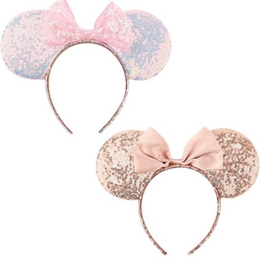 DRESHOW Mouse Ears Bow Headbands Glitter Party Decoration Cosplay 