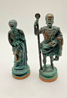 Heavy copper vert-de-gris Greek Mythology Olympus Gods Chess King & Queen