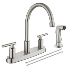 Kitchen Faucet with Side Sprayer 2 Handle Brushed Nickel Lead Free Hole Faucet