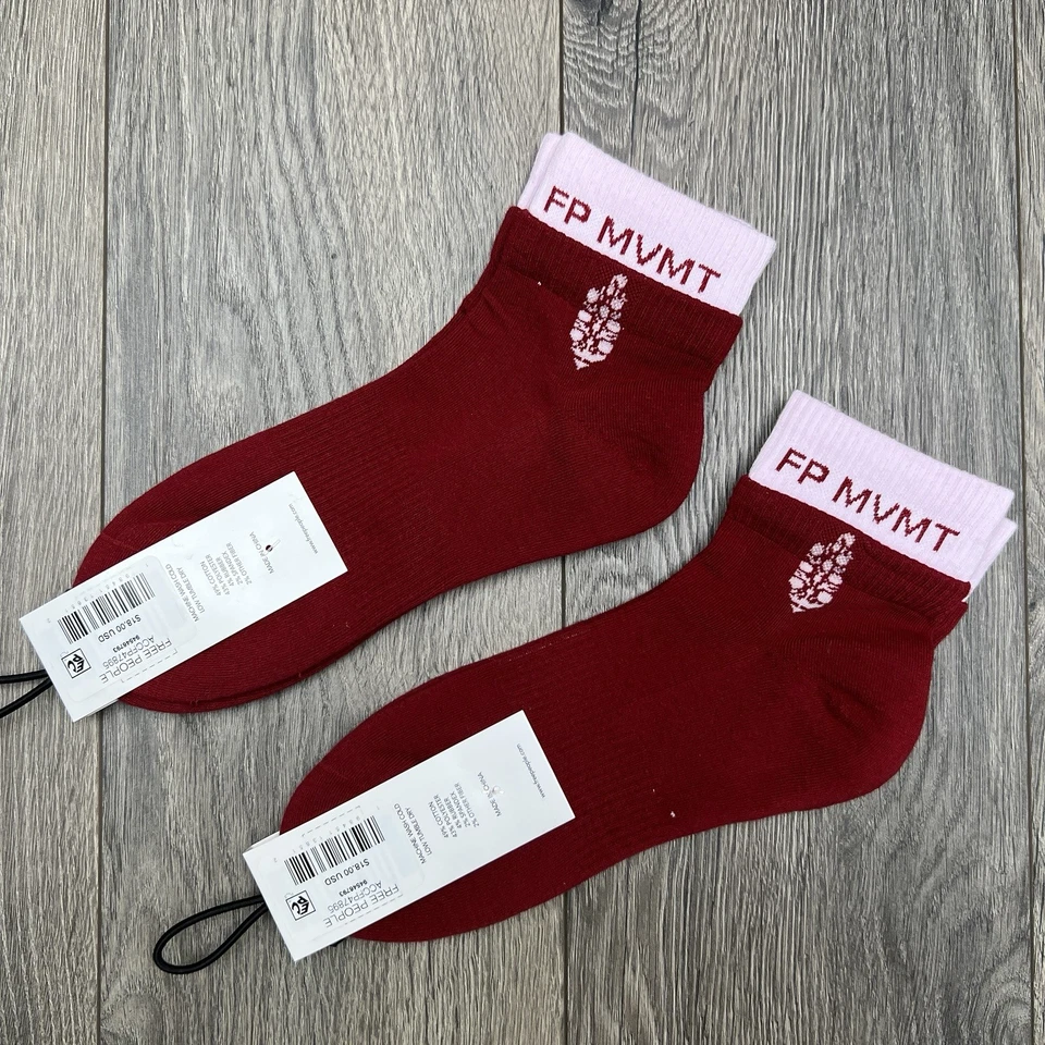 Pack de 2 calcetines Free People Movement Lucky Honey Quarter Bannbutt rosa borgoña Foto 4 de 4