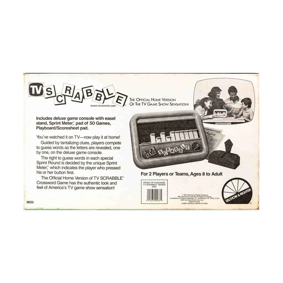 Selchow & Righter Boardgame TV Scrabble Box VG+/EX - Image 2 of 2