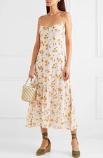 Reformation Emmie Floral Midi Dress In Limonada Size XS Excellent Condition