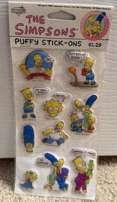 Vintage 1990 The Simpsons PUFFY STICKERS Bart Maggie Homer Marge Lisa New