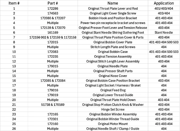 Singer Sewing Machine Parts Lot Models 401 / 403 / 404 - Image 2 of 2