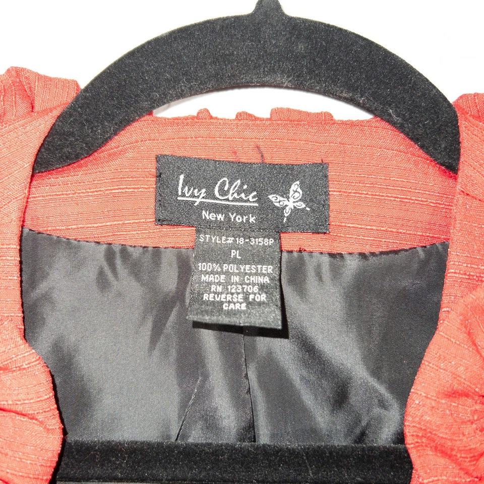 Ivy Chic New York Red Ruffle Front Blazer Size Large Petite - Image 3 of 4