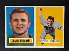 Vintage 1957 Topps Chuck Bednarik #49 Eagles HOF EX+