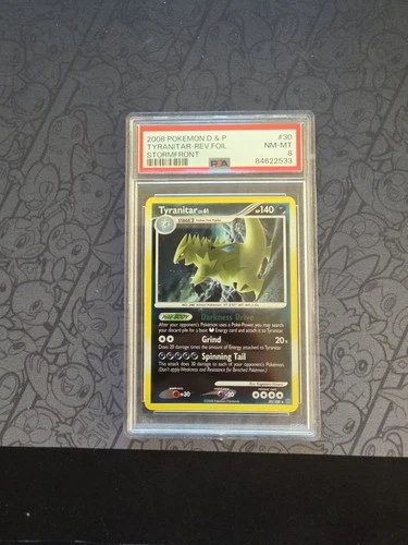 Pokemon: Tyranitar LV.61 #30/100 D & P Stormfront 2008 Reverse Foil RARE - PSA 8