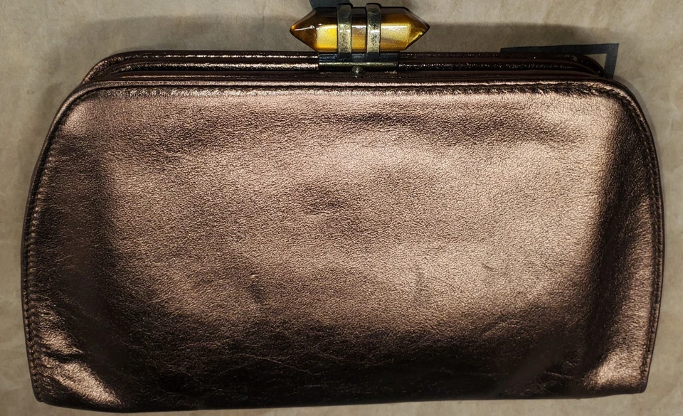 Banana Republic Gold Metallic Cow Leather Clutch Purse - Image 4 of 4