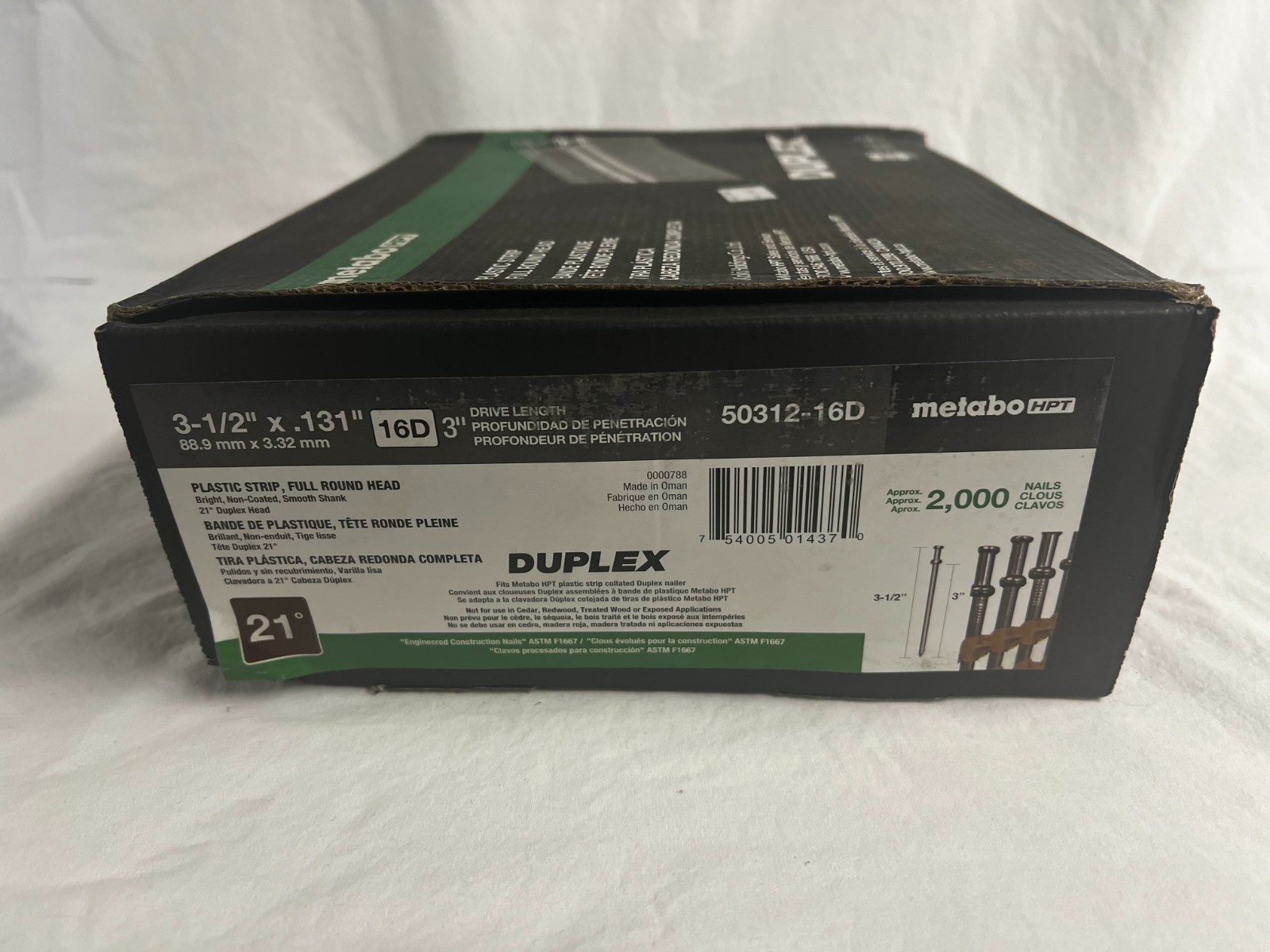 Metabo HPT 2000ct Collated Duplex Nail 3 1/2" x 21 Degree 50