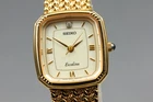 Vintage [N MINT] Seiko Exceline 7321-6600 Gold 1P Diamond Qz Ladies Watch JAPAN