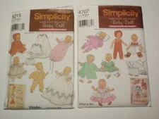 Lot 2 Simplicity Baby Doll Clothes Pattern 3 Sizes 5215 4707 UNCUT FF
