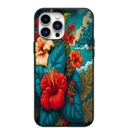 Hawaiian Hibiscus Waves and Palms Design Phone Case for iPhone & Samsung 7 8 X X - Picture 2 of 32