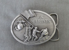 Vtg Belt Buckle 1982 Bergamot USMC Marines Flag Iwo Jima L-132 3-F 
