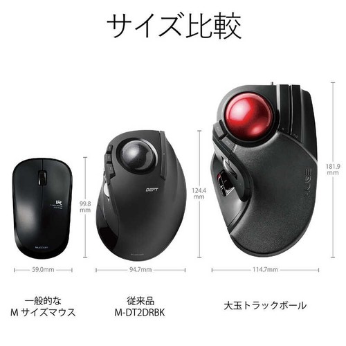 ELECOM Trackball Mouse Wired 8 Button Tilt Function Black M-HT1URBK Japan New - Picture 7 of 8