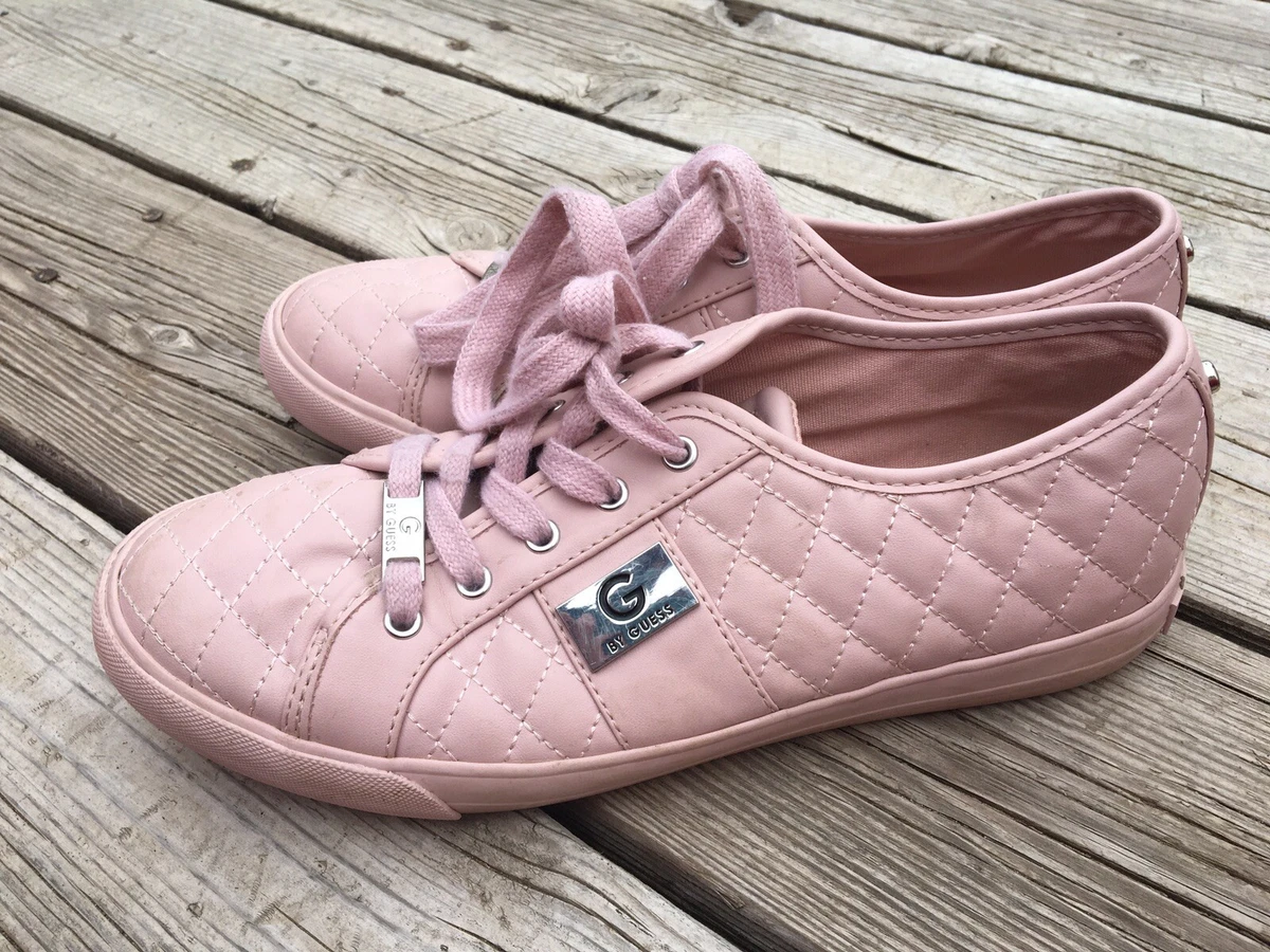 Kort levetid oxiderer Produktionscenter G by Guess Pink Blush Lace Up Leather Quilted Sneakers Shoes Flats Size  9.5M | eBay