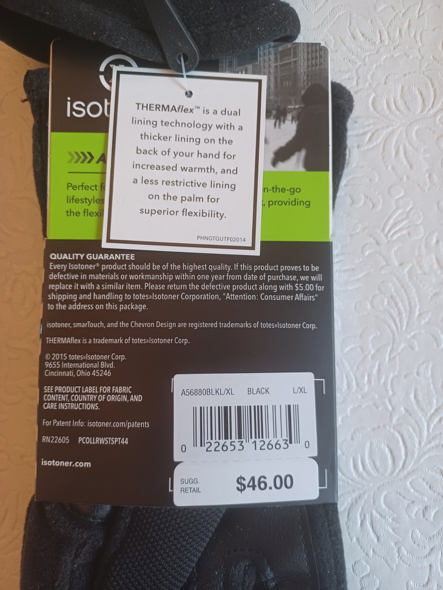 Woman's Isotoner Active L/XL Black Gloves Thermaflex With Tags | eBay