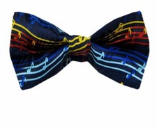 Men's Musical Notes Pre Tied Novelty Bow Tie Navy Red Yellow Fun Musical Theme