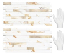 STICKGOO 10 sheets Peel and Stick Backsplash tile, Calacatta Gold Metal Gold