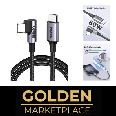 60W USB C Kabel Winkel PD 30 Min Schnellladen kompatibel iPhone Galaxy