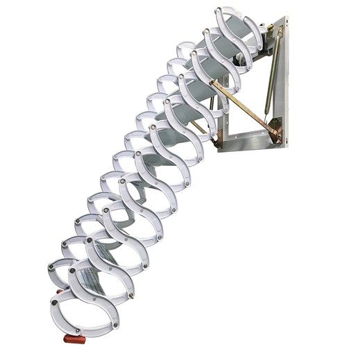 9.84ft Wall Mounted Pull Down Folding Loft Ladder White Loft Wall Ladder Stairs - Picture 8 of 10