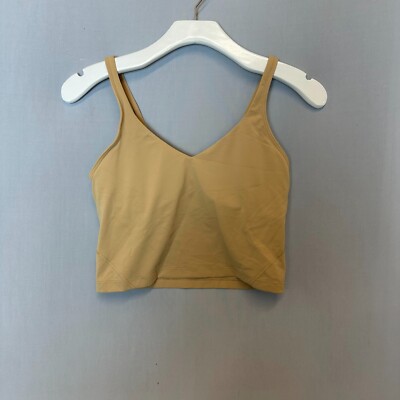 Lululemon Top Womens 4 8 Beige Align Tank Cropped Cami Cup A B Sport Yoga New