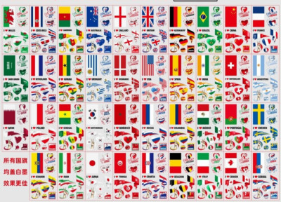 2 sheets Tattoo National Flags Temporary Tattoos Countries body art nation event