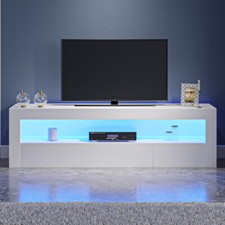 Modern TV Unit Stand Cabinet Sideboard High Gloss Front & Matt Body LED Lights