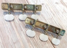 Classical Guitar antique brass plated tuner peg white acrylic button 403AB-P2W