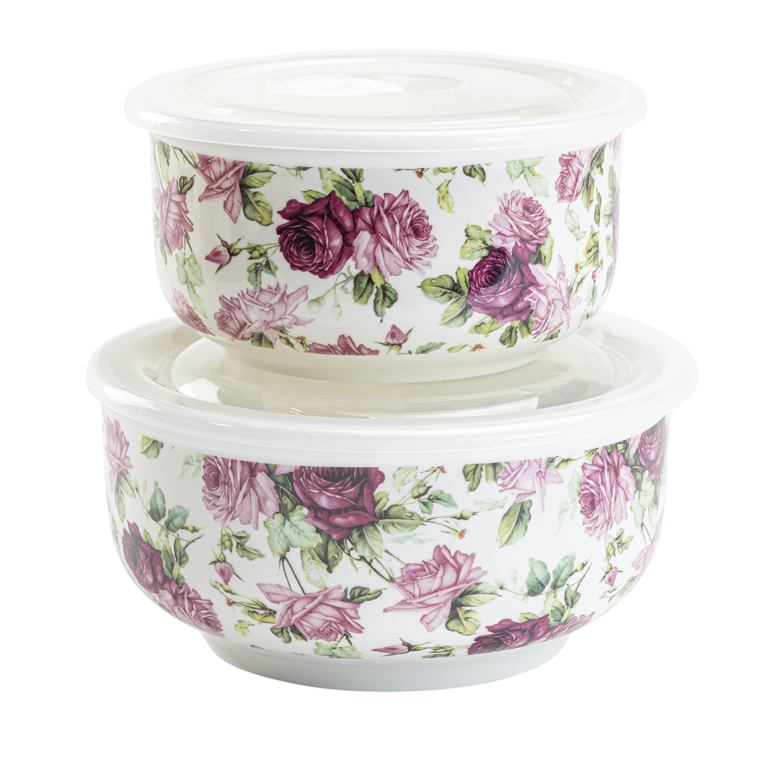 Grace Pantry Porcelain Storage Bowls With Vented Lids Large And Medium 2piece Se