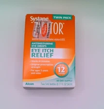 ZADITOR Eye Itch Relief Eye Drops TWIN PACK 5mL Bottles, NEW DMGD FREE S&H 01/27