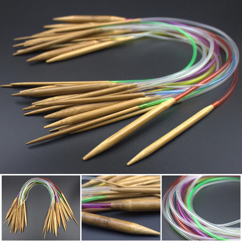 18PCS Tube Carbonized Circular Bamboo Knitting Needles Yarn Tools 40CM-120CM - image 2 of 4