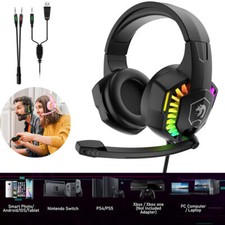 Wired Adjutable Headband Gaming Headset LED Headphone for PC Mac PS4 Xbox