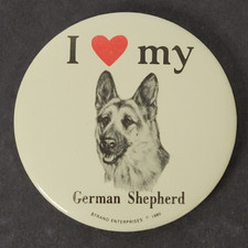 I Love My German Shepherd Button Pinback VTG 1980 3  Pin Strand Enterprises Dog