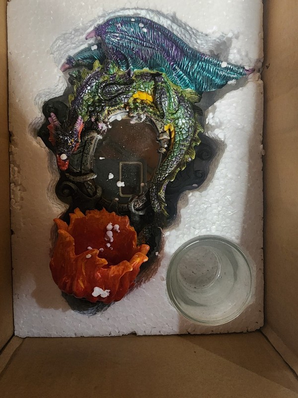 Dragon Wall Sconce & mirror, w/ glass for candle, 8 x 5.5 inches x 2 Decoration 