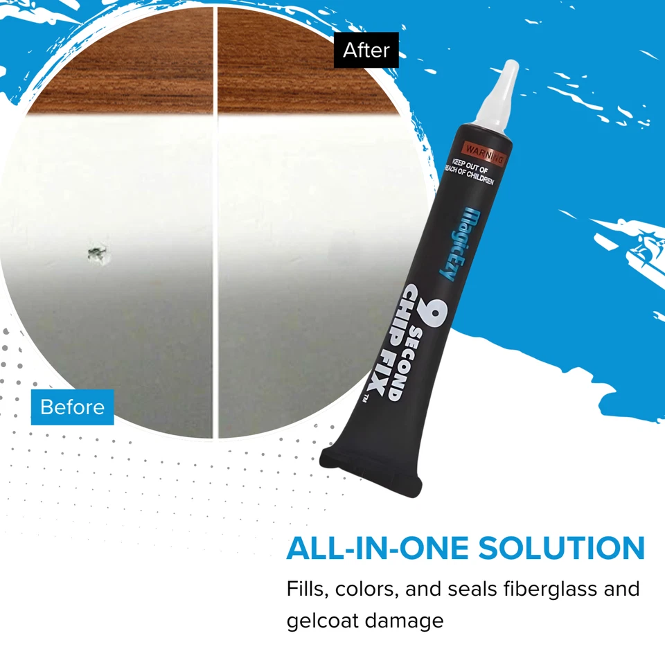 MagicEzy 9 Second Chip Fix Marine Fibreglass Repair Kit in a Tube Boats, Jet Ski - image 2 of 4