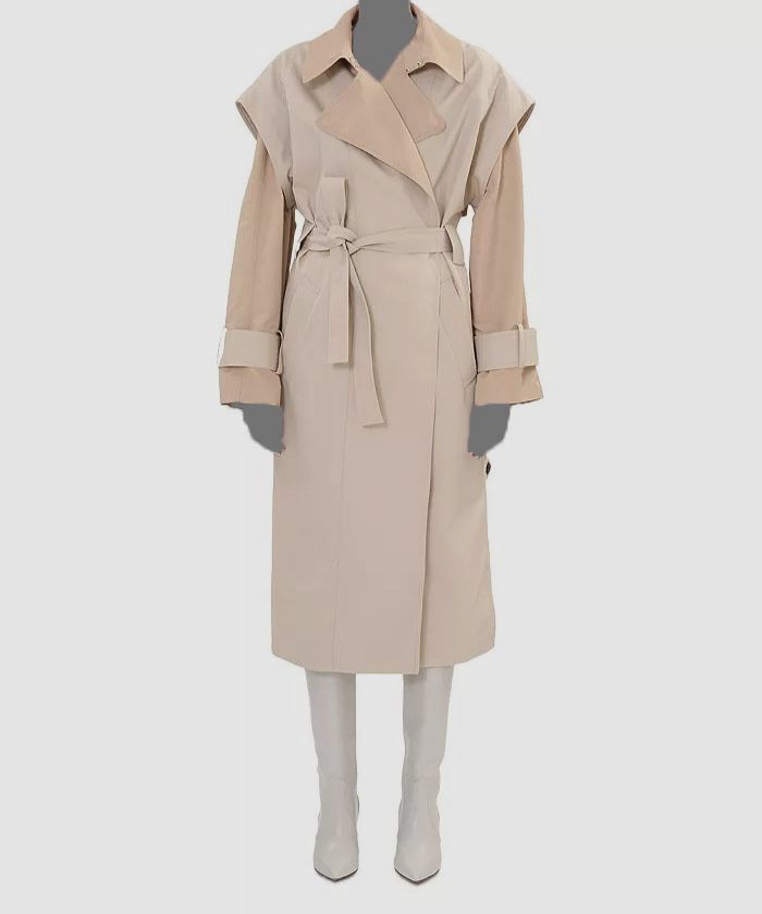 IRO Women's Beige Ruiz Convertible Trench Coat Jacket Size 38