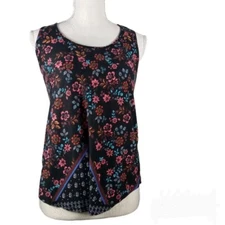 Self Esteem Floral Racer Back Flowy High-Low Tank Top Medium Multiple Colors