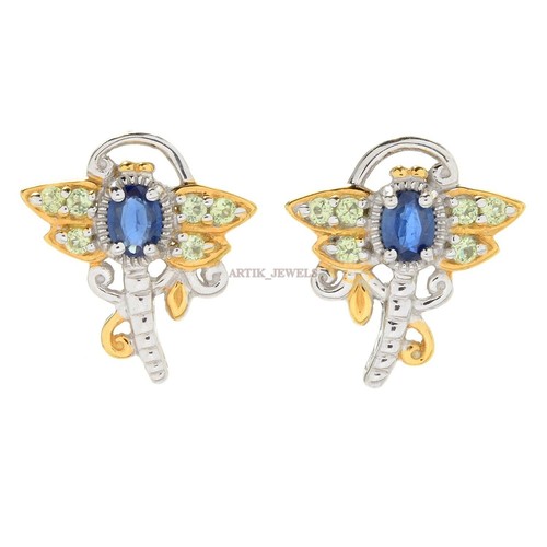 Boucles D'oreilles Puces En Argent Sterling 925 Avec Saphir Bleu - Silverly, Neuf Avec étiquettes