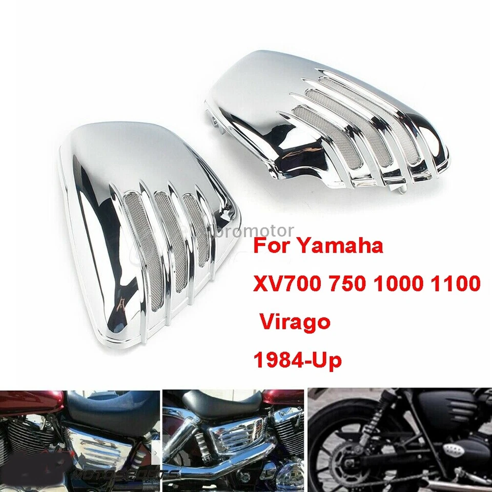 Carenado de cubierta de batería lateral cromado para Yamaha XV700 750 1000 1100 Virago 1984-up Foto 2 de 4