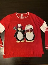 Holiday Time Penguin Not So Ugly Christmas Sweater Size Xl 16-18 Nice 
