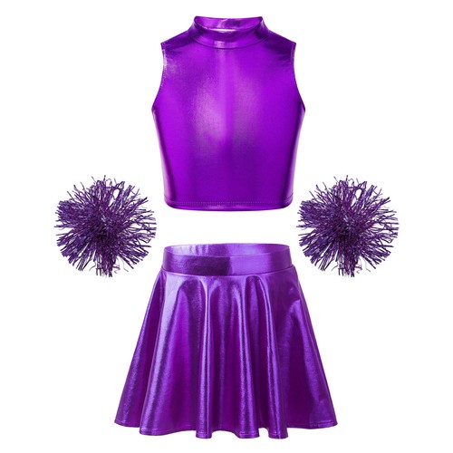 Kinder Mädchen bauchfreies Oberteil mit Rock ärmellos Jazz Tanzkleidung Outfit Activewear 2-teilig - Bild 19 von 74