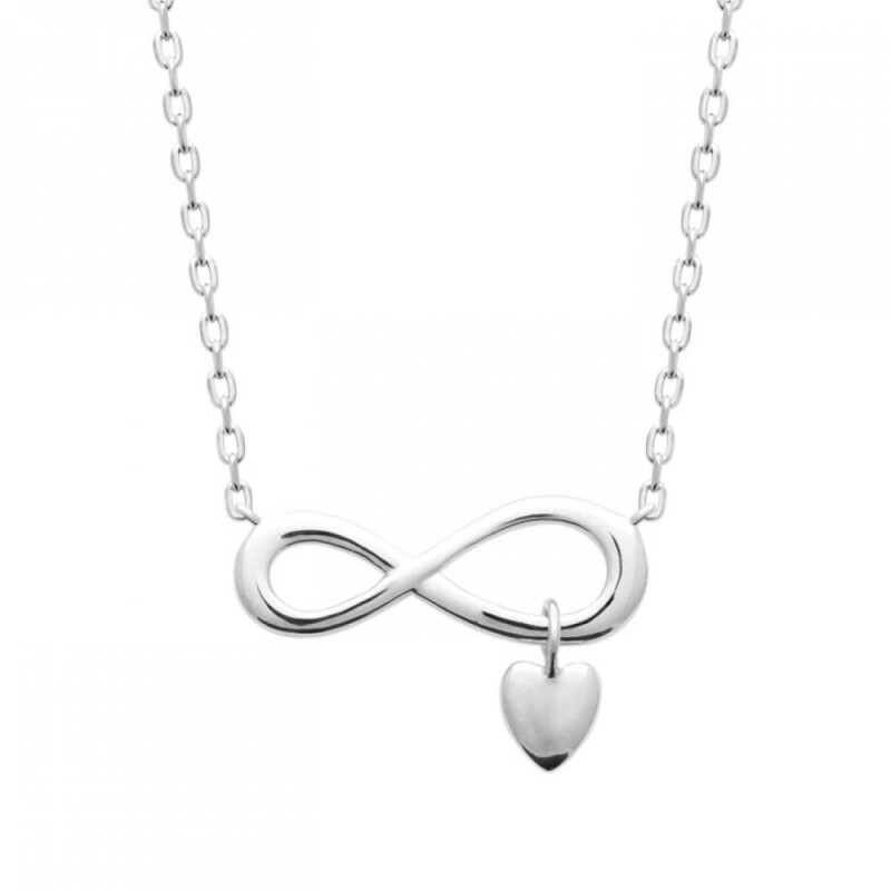 Collier infini pampille Coeur argent 925 rhodié haute joaillerie