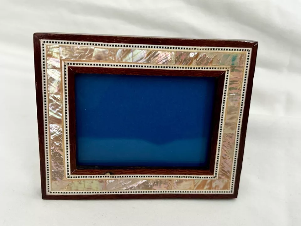 Egyptian Wood Abalone Shell Inlaid Picture Frame Handmade 4.5" X3.75" #1427 - Image 2 of 4