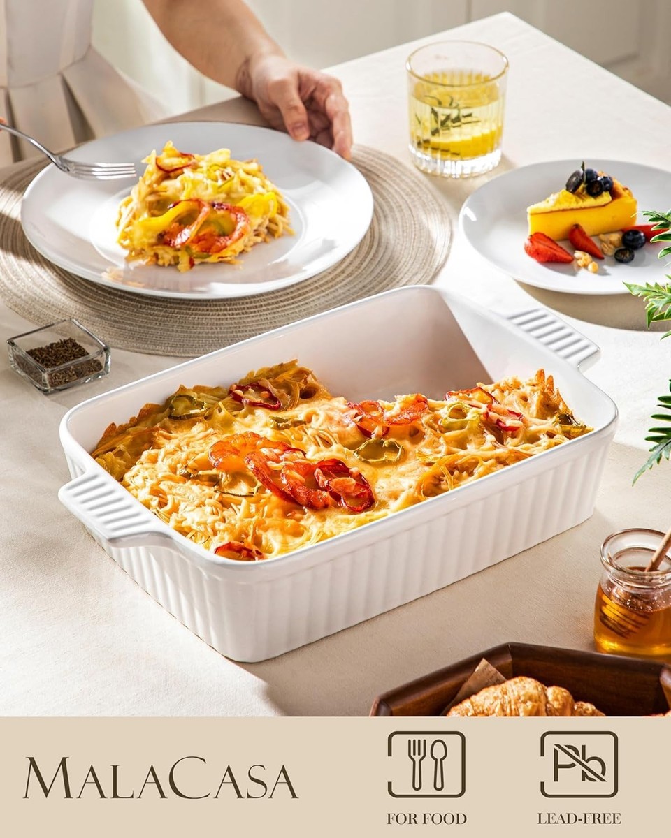 Elegant 4.4 QT Ceramic Baking Dish - 9x13 Casserole Dish for Oven