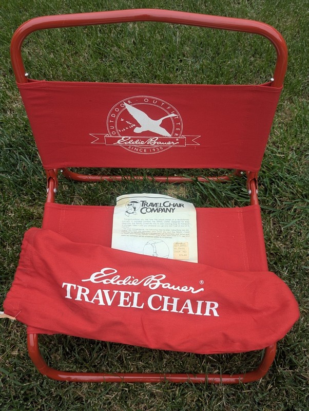 Vintage Eddie Bauer Red Portable Outdoor Folding Camping Beach Travel Chair