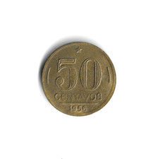 1953 Brazil - 50 Centavos - 215 - Aluminum Bronze - 5g